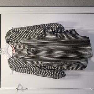 Evri Green Blouse with White Stripes